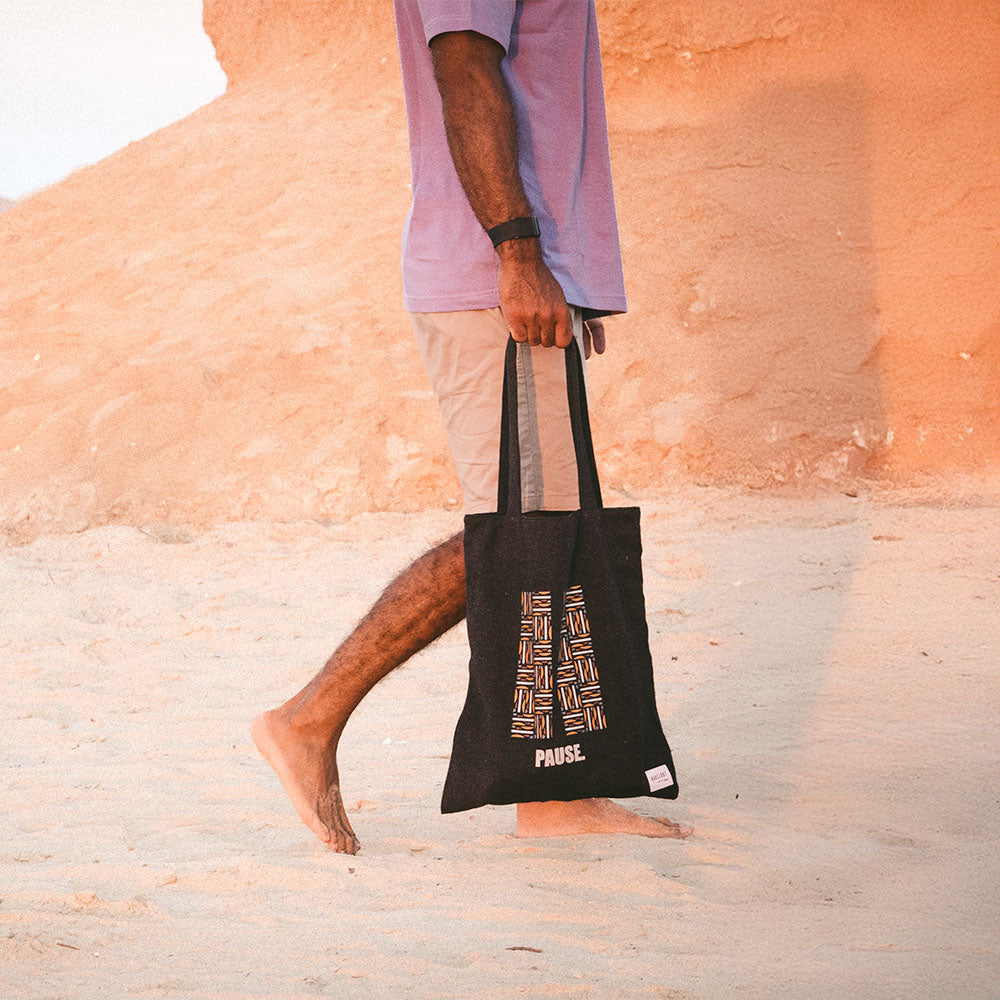 Carry States -  Black "PAUSE" Tote Bag
